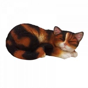 Chat décoratif en polyrésine - Marron - L 29 cm