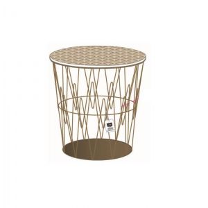 Table filaire d'appoint motif art décoratif - L 38,5 x l 38,5 x H 40 cm - Doré
