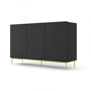 Commode avec cadre doré "Diuna" - Noir - L 145 cm