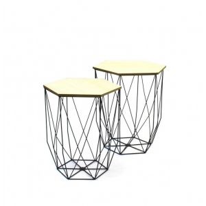 Lot de 2 tables gigognes - Filaire - Noir