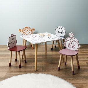 Ensemble table et 4 chaises pour enfant "Monsieur Madame" - Avec pot à crayon central