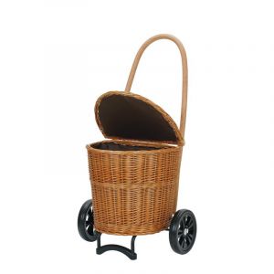 Chariot de courses en osier collection Korb shopper design Crème - Max 40 kg - Avec revêtement en tissu