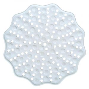 Tapis de douche rond en plastique antidérapant - Blanc - D 60 cm