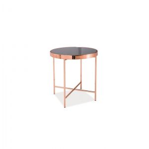 Table basse d'appoint - Gina C - D 43 x H 45 cm - Métal cuivré - Noir