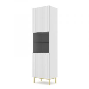 Vitrine en bois et cadre doré "Ravenna" - Blanc - H 217 cm