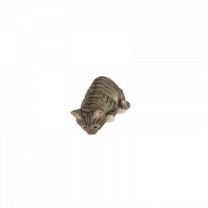 Statuette décorative de chat à poser en polyrésine - Gris - H 13,4 x L 29 x P 13,7 cm