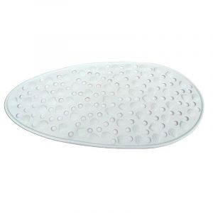Tapis de bain ovale en plastique antidérapant - Blanc - L 80 x l 40 cm