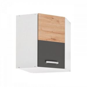 Placard d'angle haut de cuisine "Ava" - Gris graphite/Beige - L 60 x H 72 x P 30 cm