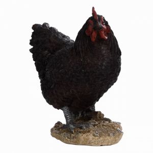Figurine décorative intérieur ou extérieur - Poule debout - H 19,8 cm - Noir