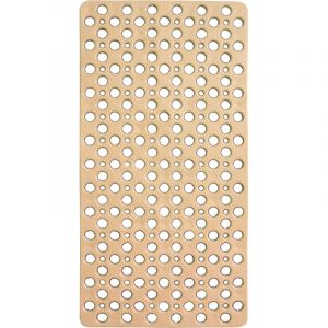 Tapis de bain rectangulaire en caoutchouc - Beige - L 74 x l 36 cm