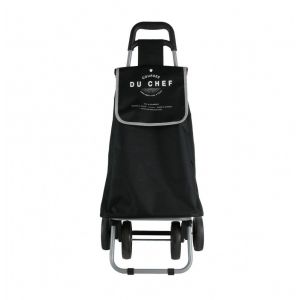 Chariot de course motif courses du chef - 4 roues - L 41 cm x H 87 cm - Noir