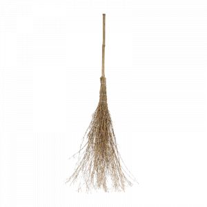 Balai en bambou et brins d'osier pour enfant - Beige - H 114 cm