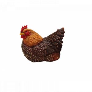 Figurine décorative intérieur ou extérieur - Poule couchée L- H 21,3 cm