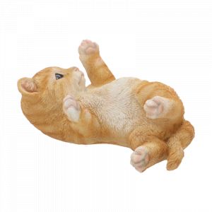 Figurine de chat jouant couché en polyrésine - Orange - L 17,7 cm