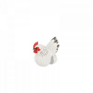 Statuette de poule à accrocher sur barrière en polyrésine - Blanc - L 21,8 x l 12,5 x H 17,1 cm