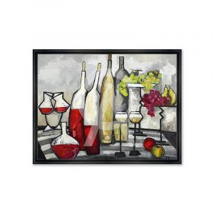 Cadre décoratif en bois avec impression en PVC vernis "Le Banquet" - Noir - 90 x 120 cm - Collection Gonnin