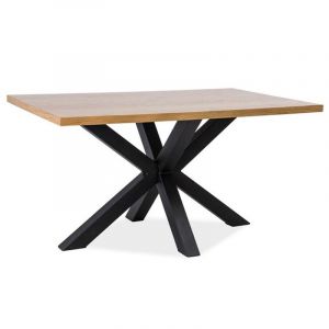 Table à manger en bois massif de chêne avec pieds croisés - 8 couverts - L 180 x P 90 x H 80 cm