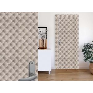 Porte - Adhésif pour meuble tissu matelassé beige