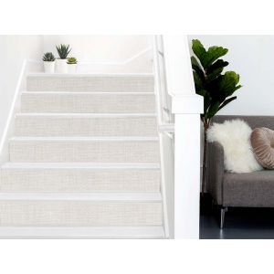 Contremarche - Adhésif décoratif imitation tissu chevron beige
