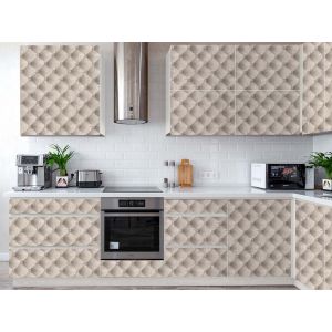 Façade de cuisine - Adhésif pour meuble tissu matelassé beige