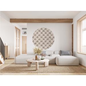 Rond - Adhésif pour meuble tissu matelassé beige