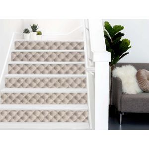 Contremarche - Adhésif pour meuble tissu matelassé beige