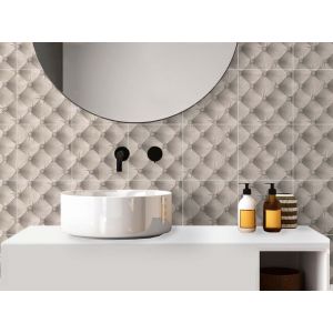 Carrelage mural - Adhésif pour meuble tissu matelassé beige