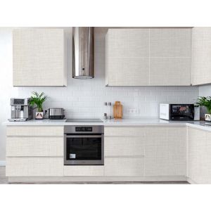Façade de cuisine - Adhésif décoratif imitation tissu chevron beige