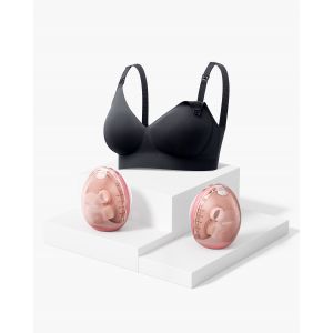 AirFit Bundle: Air 1 Ultra-slim Breast Pump & CoolFit Ultra Stretch Nursing Bra | Bra Color: Black | Bra Size: 2XL