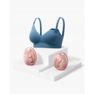 AirFit Bundle: Air 1 Ultra-slim Breast Pump & CoolFit Ultra Stretch Nursing Bra | Bra Color: Blue | Bra Size: 3XL