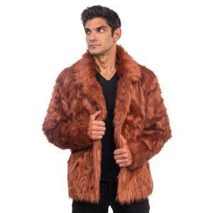 Chaks C4683XL, Manteau en fausse fourrure, Brun taille XL