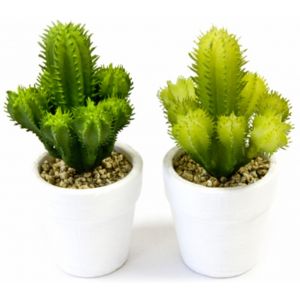 Petit Cactus artificiel 13cm assorti en pot (x1)
