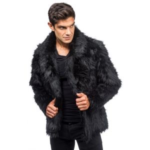 Chaks C4681XL, Manteau en fausse fourrure, Noir taille XL