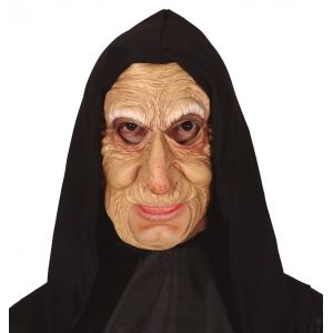 Masque latex Vieille Femme avec capuche noire