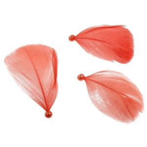 Sachet de 90 plumes 4cm avec perles nacrées, Rose