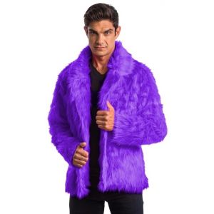 Chaks C4689XXL, Manteau en fausse fourrure, Violet taille XXL