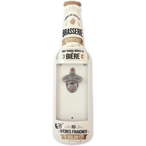 Grand D&eacute;capsuleur mural BOUTEILLE 45cm en m&eacute;tal Blanc