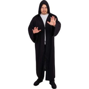 P'TIT Clown re22159 - Cape noire de sorcier à capuche adulte taille S/M