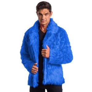 Chaks C4690XXL, Manteau en fausse fourrure, Bleu taille XXL