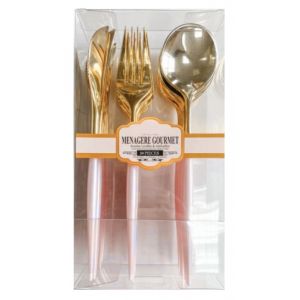 Boite ménagère GOURMET 24 couverts plastique design, Or &  ROSE
