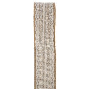 SANTEX 5089-25-5, Ruban jute avec dentelle, ivoire