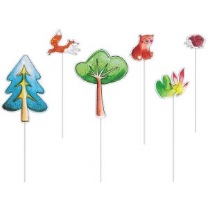 P'TIT Clown re22517 - Lot de 6 piques à gâteau anniversaire Animaux de la forêt