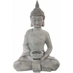 Chaks 10383, Photophore Bouddha effet ciment 30cm