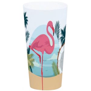 Chaks 80745, Grand Gobelet Tumbler Flamant rose en plastique 17cm