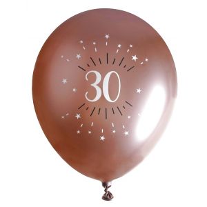 Sachet de 6 ballons Age &eacute;tincelant 30cm, Rose Gold 30 ANS