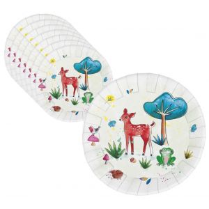P'TIT Clown re22469 - Lot de 8 assiettes anniversaire Animaux de la forêt
