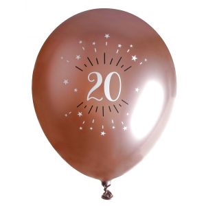 Sachet de 6 ballons Age &eacute;tincelant 30cm, Rose Gold 20 ANS