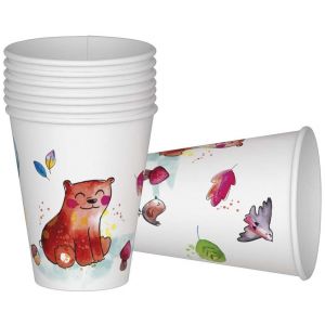 P'TIT Clown re22475 - Lot de 8 gobelets anniversaire Animaux de la forêt