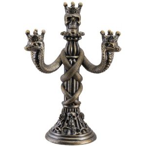 Chaks 13754, Chandelier Bronze Têtes de mort et Serpent 3 branches 30cm