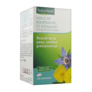 Naturland Huile de Bourrache et d'Onagre 200 Capsules